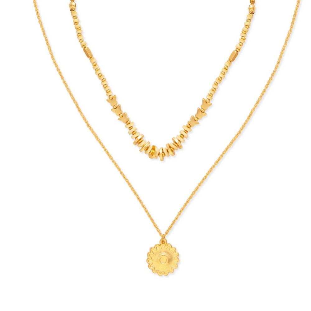 Ellissa Multi-Layer Daisy Charm Necklace in Gold